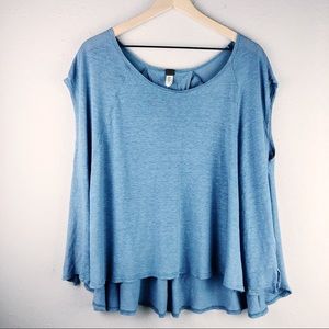 Free People Oversized Flowy Dusty Blue Tunic Top